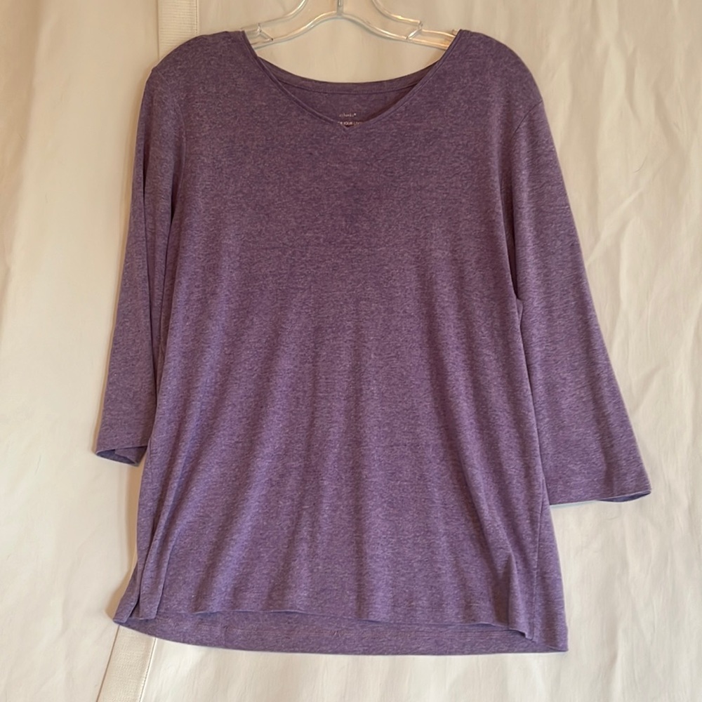 CJ Banks like new “Layer-Your-Look” purple heathered tee size X, 3/4 sleeves